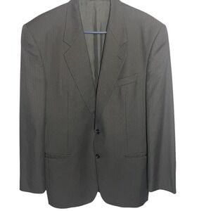 Giorgio Fellini 40R Black Pinstripe Super 100 Wool Blazer Jacket Made in Italy